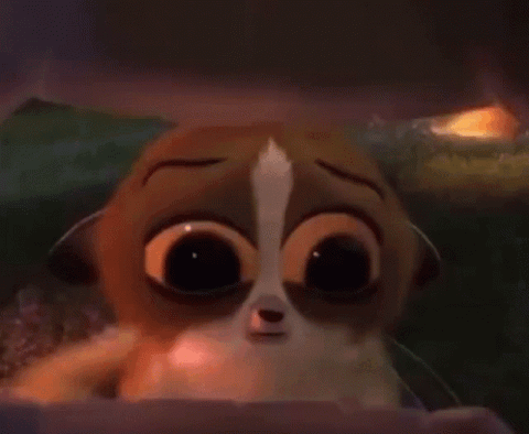 Mort from Madagascar with a trembling, about-to-cry face
