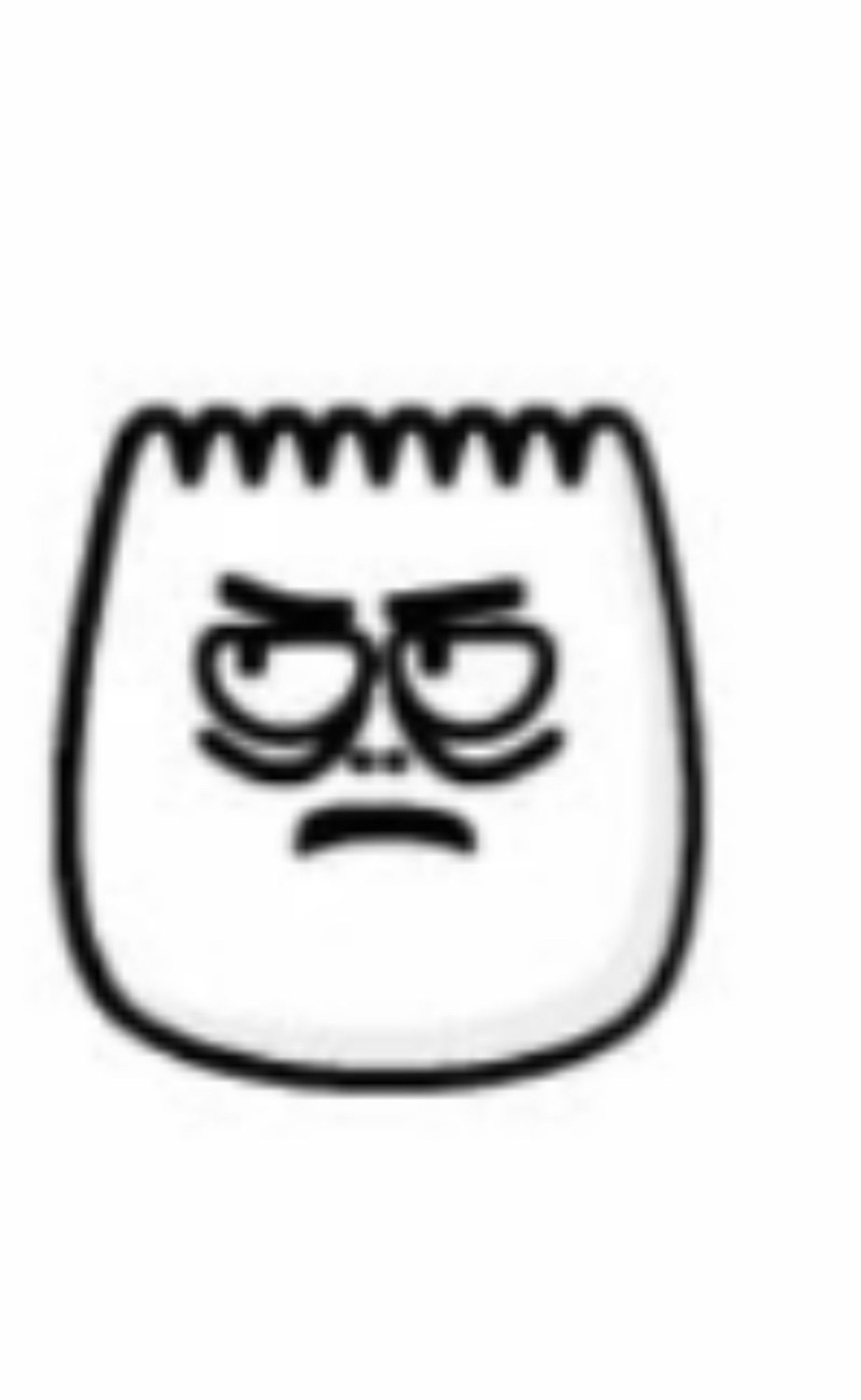 Simple cartoon face with heavy-lidded eyes and a flat frown looking utterly done