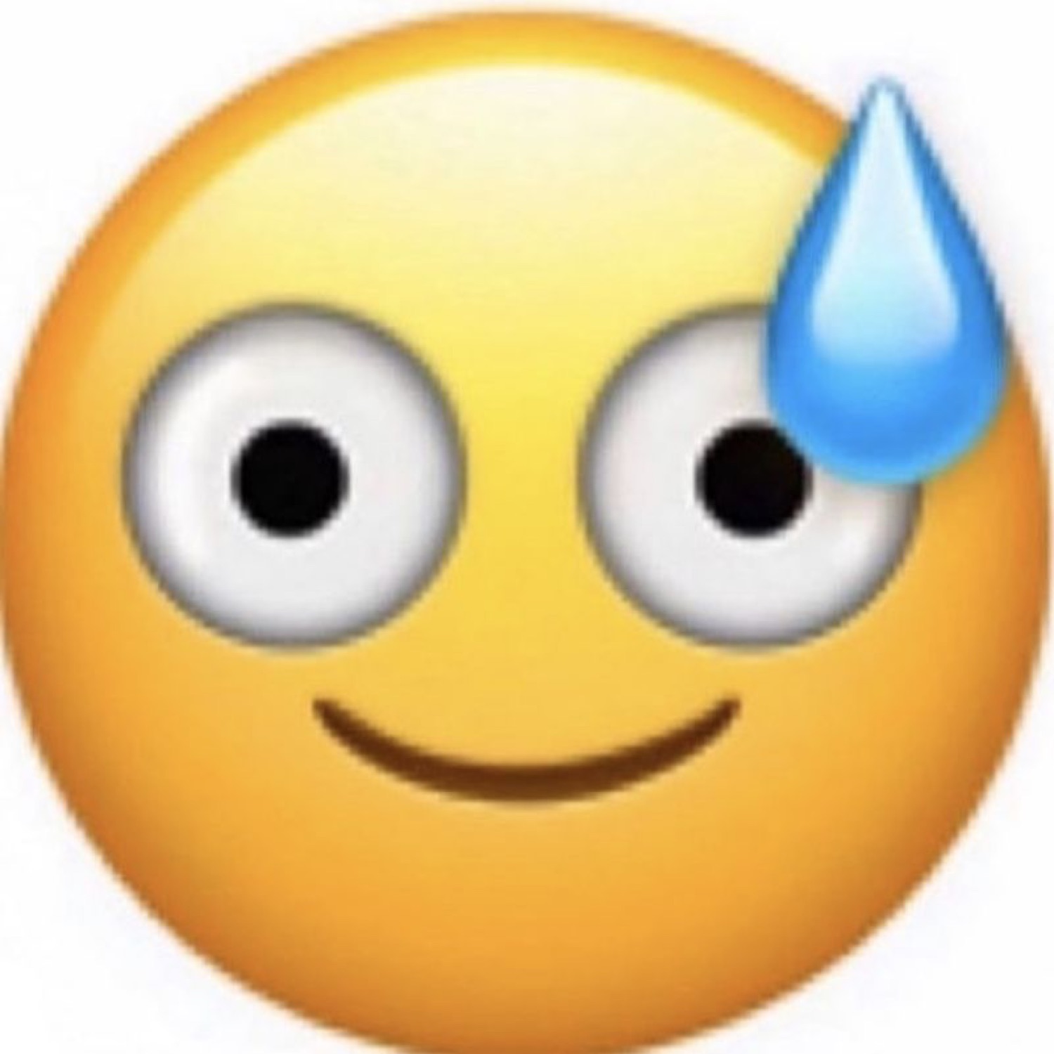 Yellow emoji with a nervous half-smile and a big sweat drop