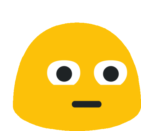 Yellow blob emoji with a flat straight mouth staring back completely deadpan