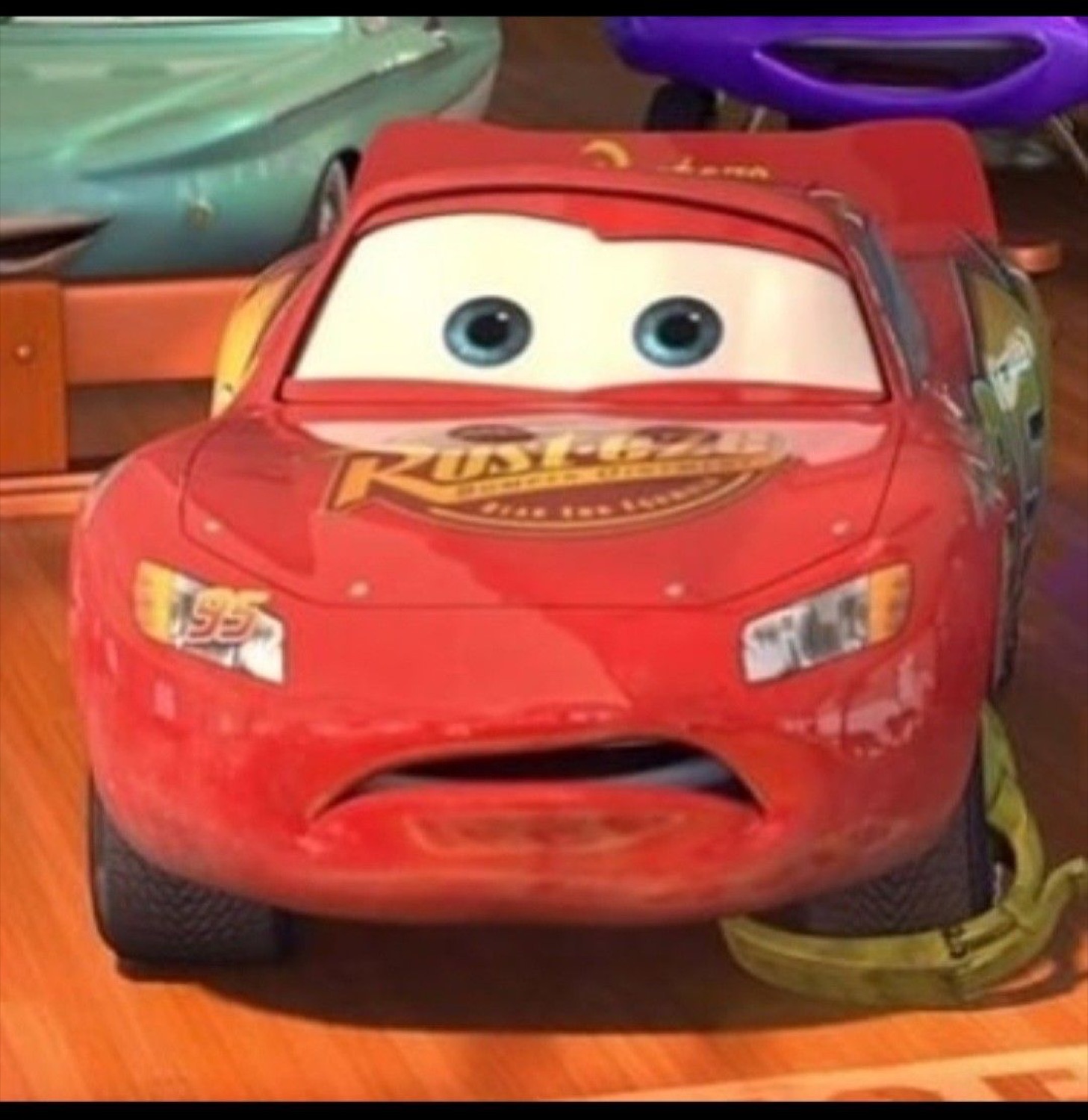 McQueen with a shocked open mouth