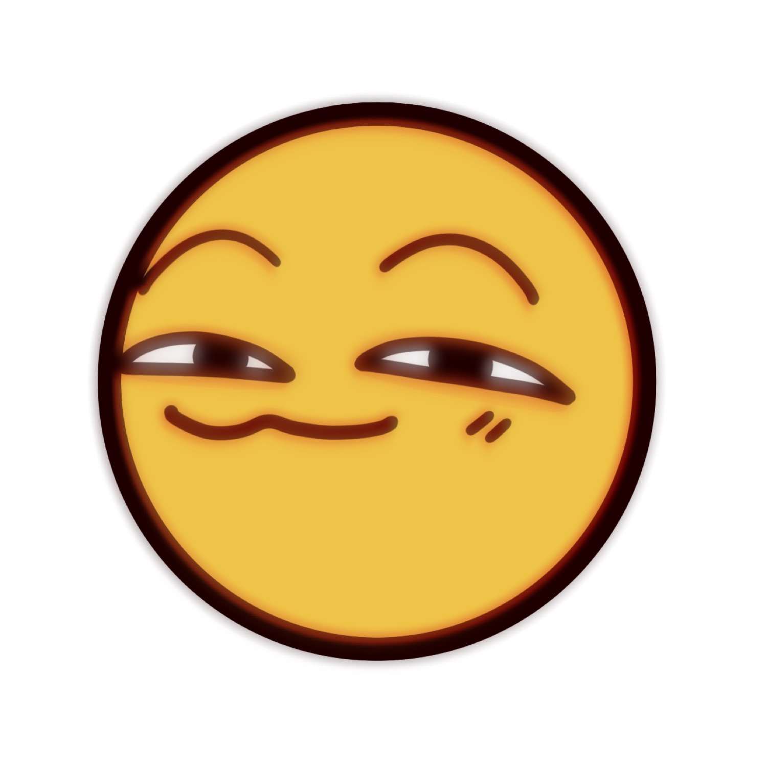 Yellow emoji face with heavy-lidded eyes and a sly, smug little smirk
