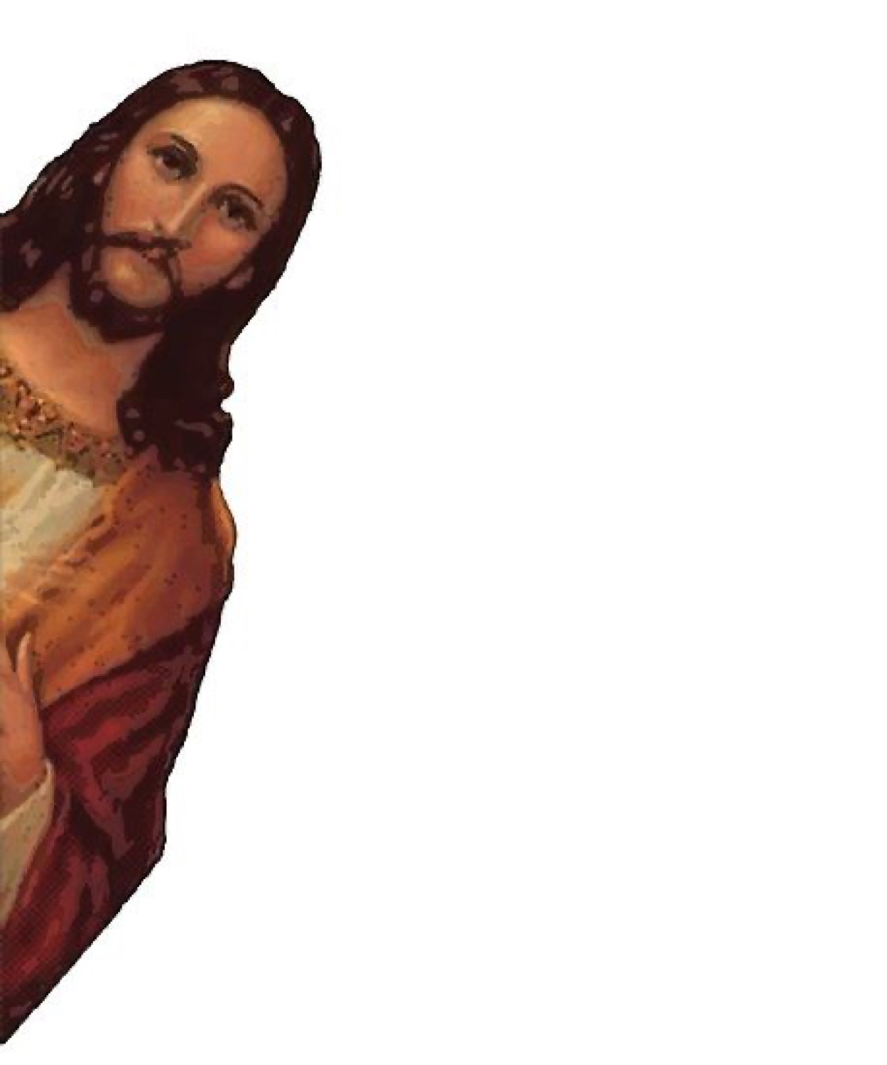 Jesus peeking in from the edge of a blank page