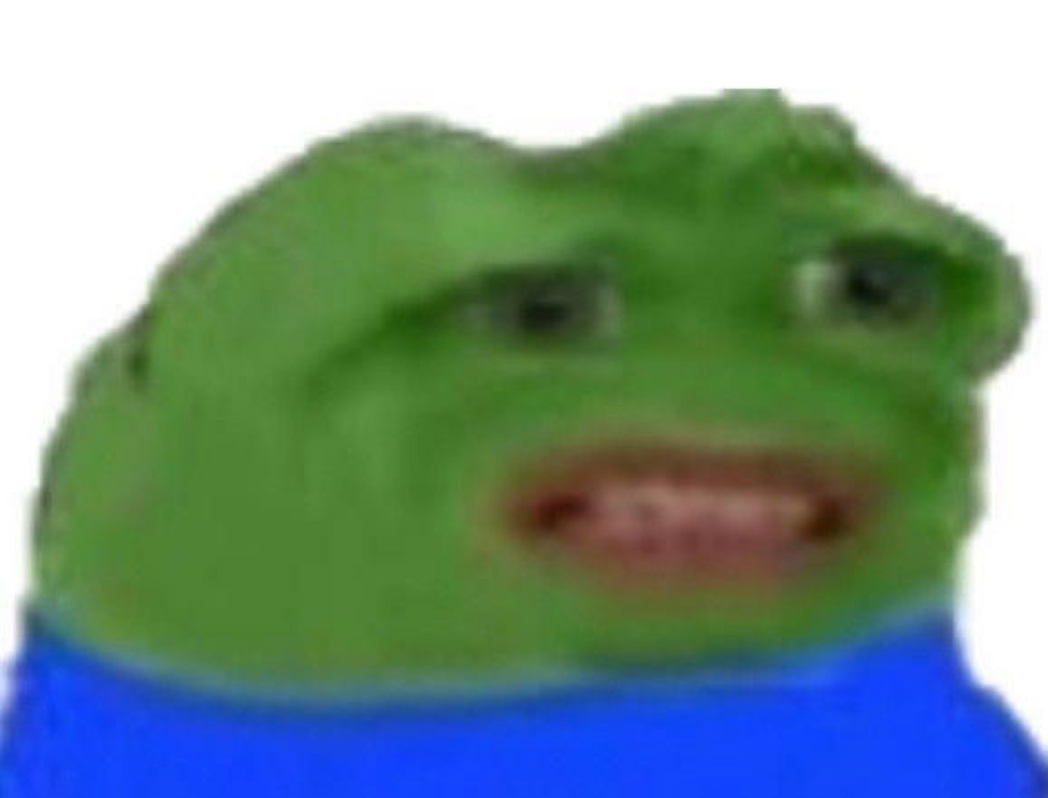 Pepe the Frog looking visibly uncomfortable with a pained grin and droopy eyes