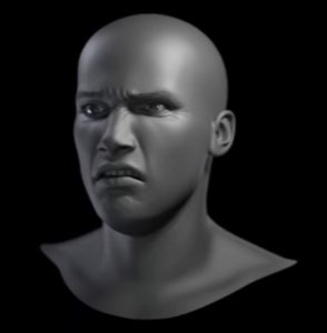 Grey 3D-rendered head with a deeply disgusted scowl, like someone explained something unhinged