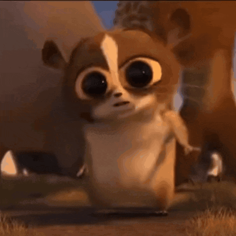Mort from Madagascar hugging a foot with a happy smile