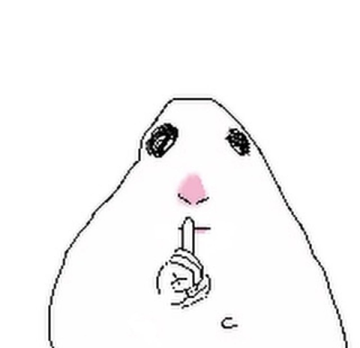 Hamster meme character holding a tiny finger up as if making a quiet but firm point