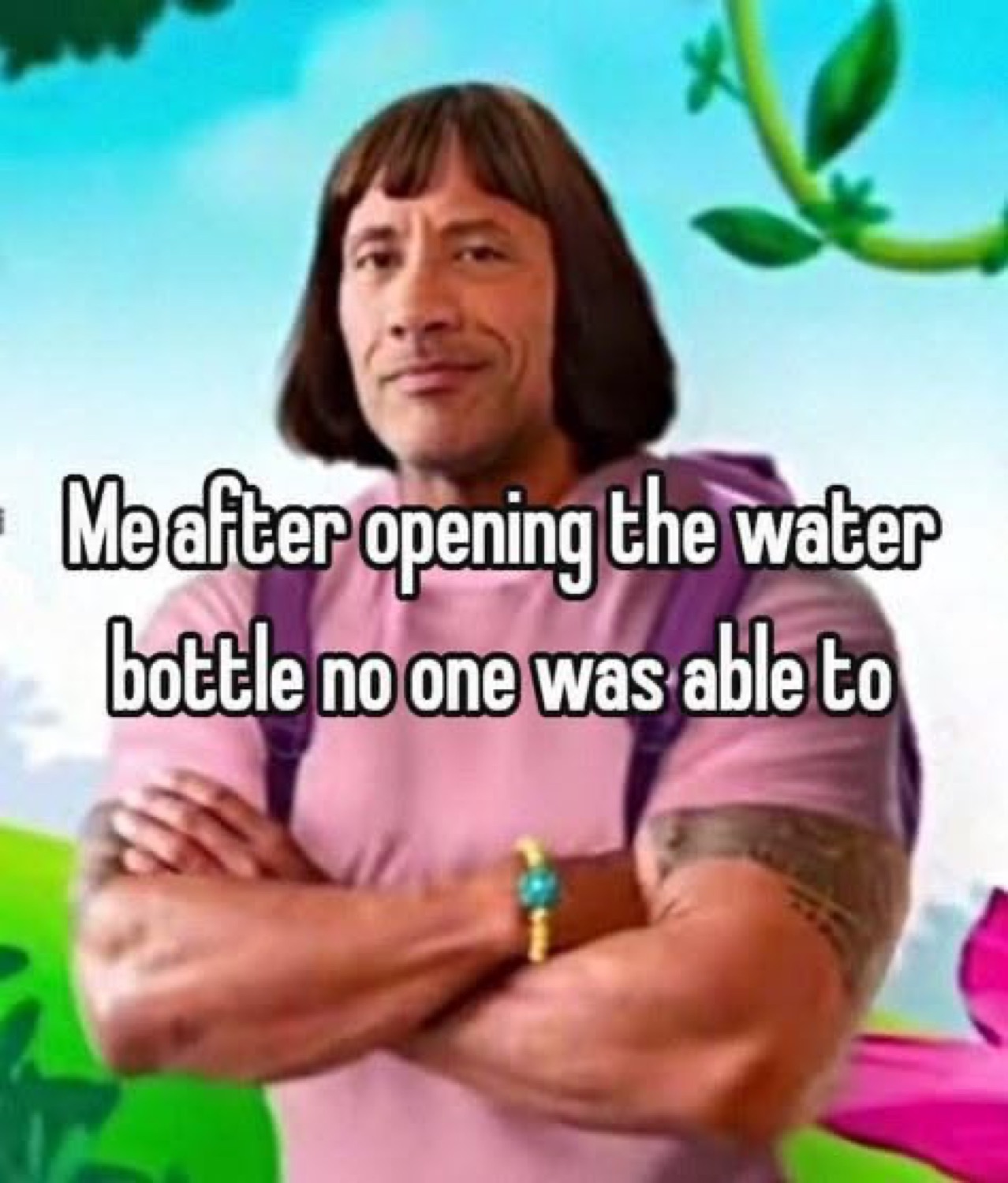 The Rock as Dora: 'Me after opening the water bottle no one was able to'