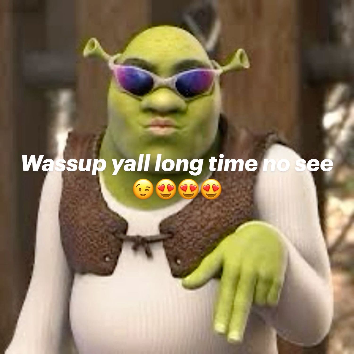 Shrek in shades: 'Wassup yall long time no see'