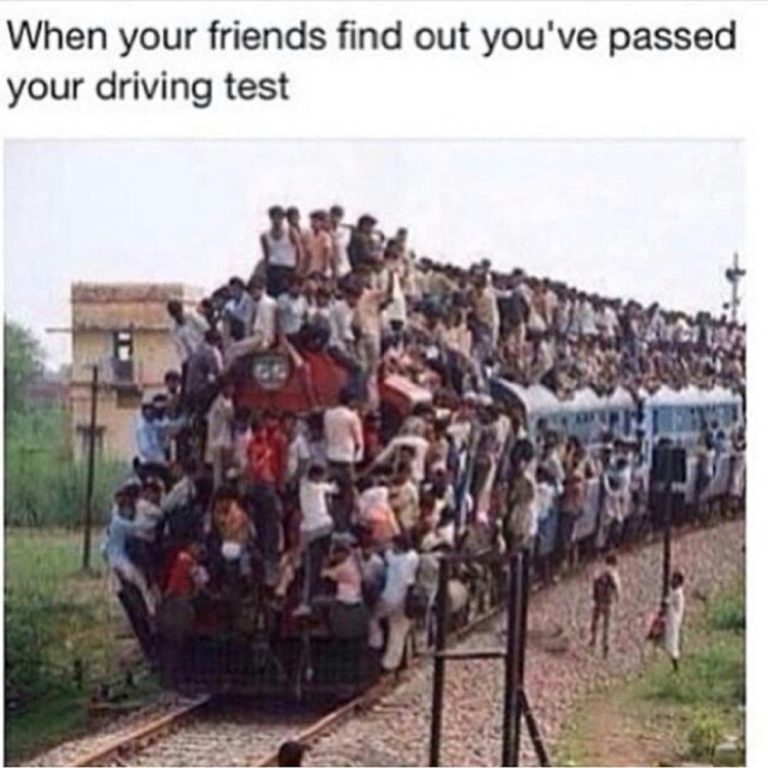 Hugely overcrowded train: 'When your friends find out you've passed your driving test'