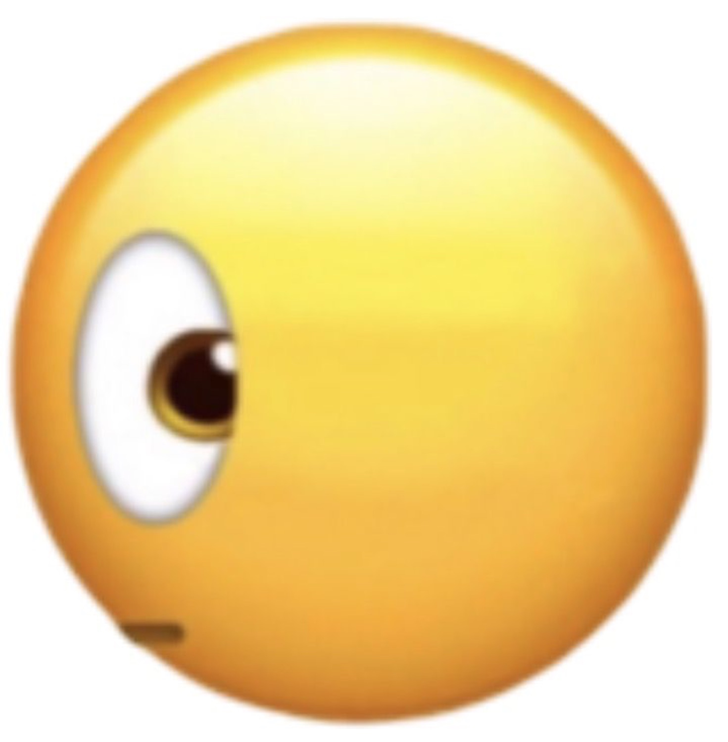 Yellow emoji with one eye wide open and the other hidden, looking extremely off-kilter