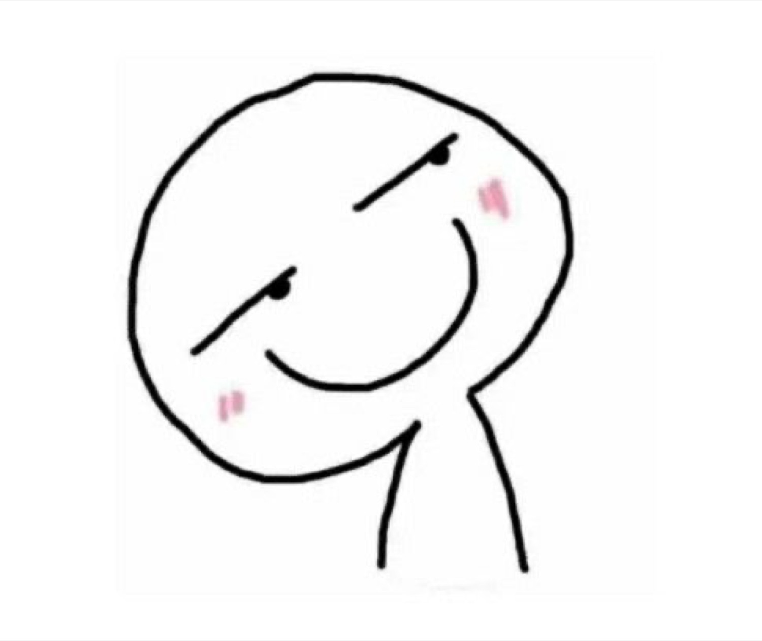 Hand-drawn blushing face with a sly, smug smirk
