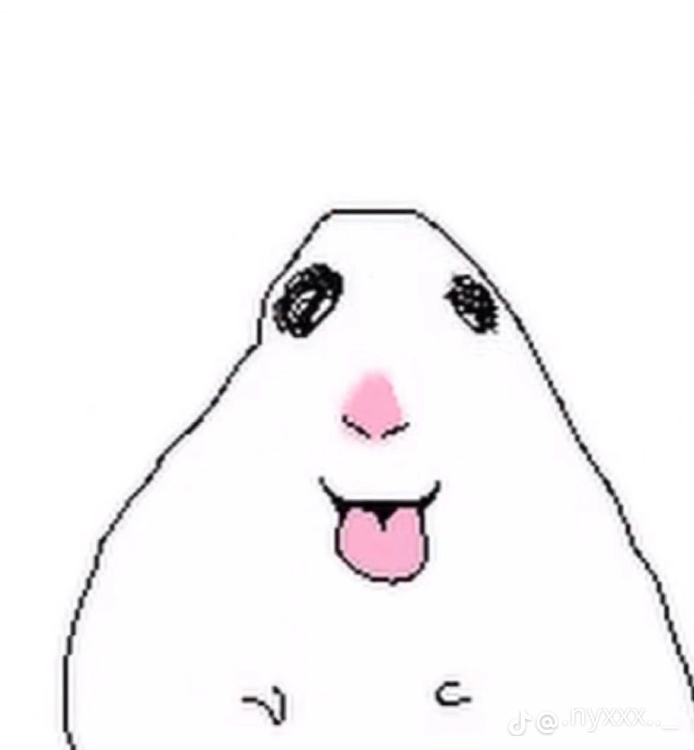 Blobby white cartoon face blushing with tongue sticking out goofily