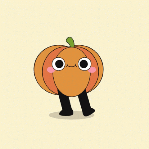 Cute little pumpkin character waddling along