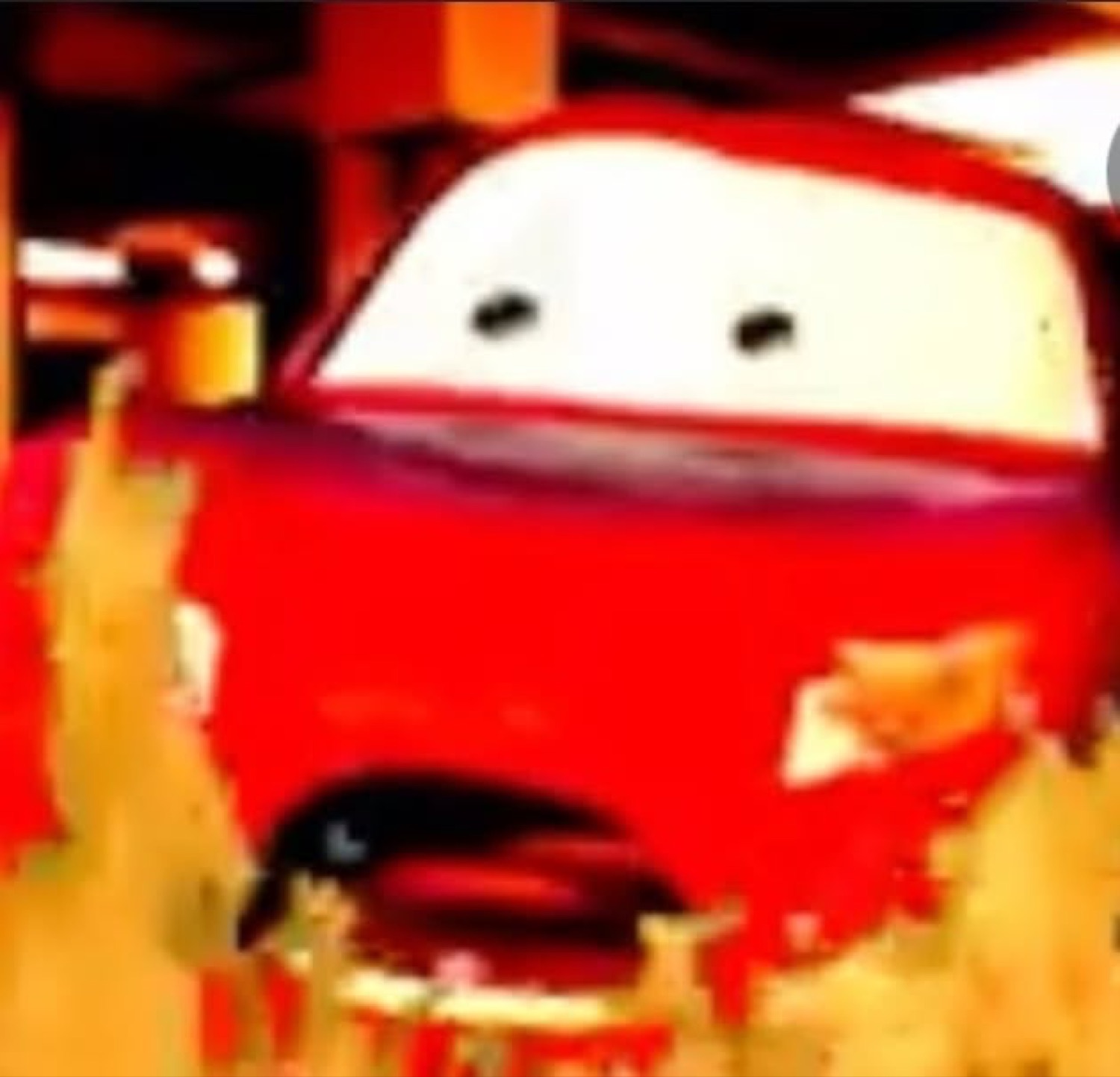 Deep-fried McQueen screaming in flames