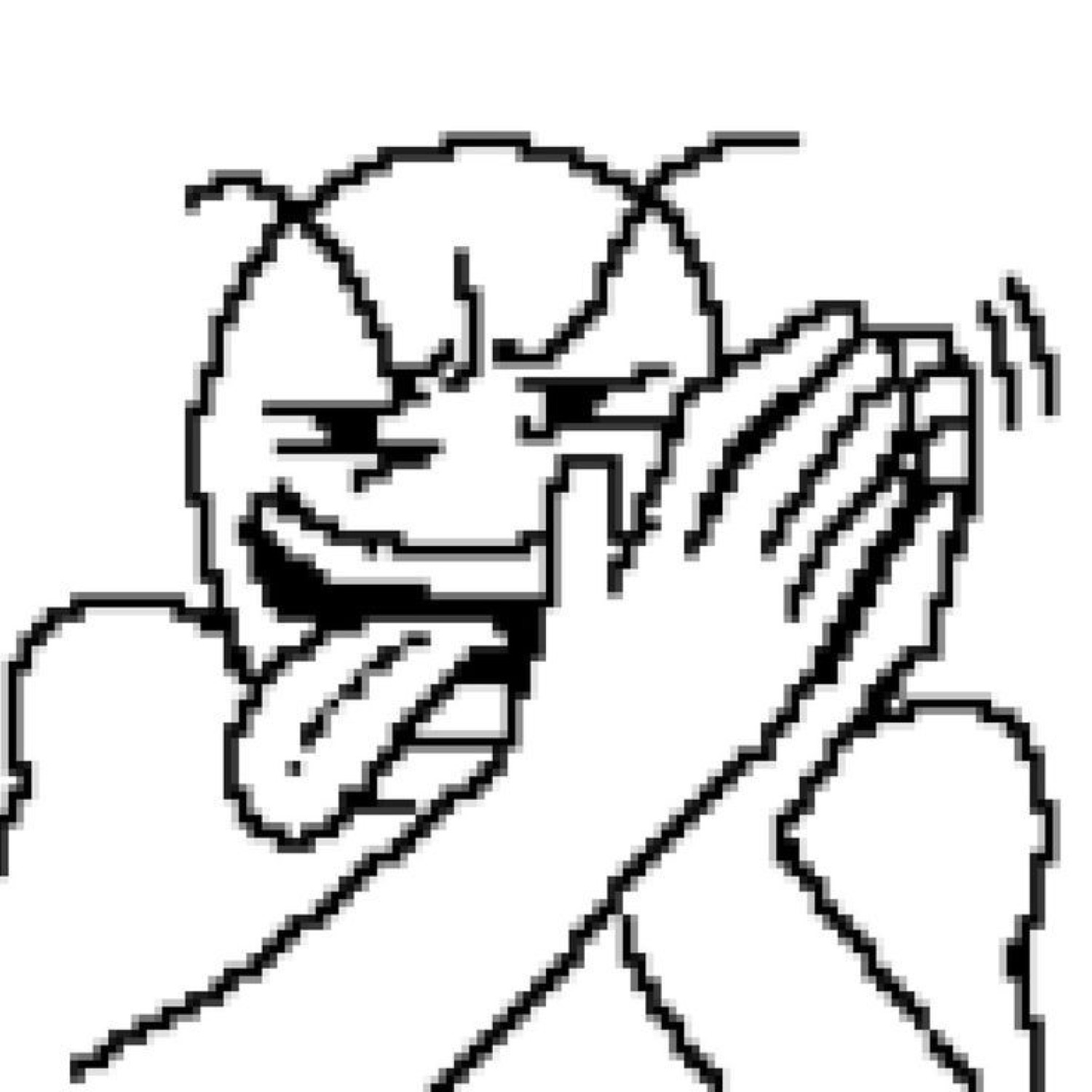 Pixelated cartoon character furiously clapping while making an angry scrunched face