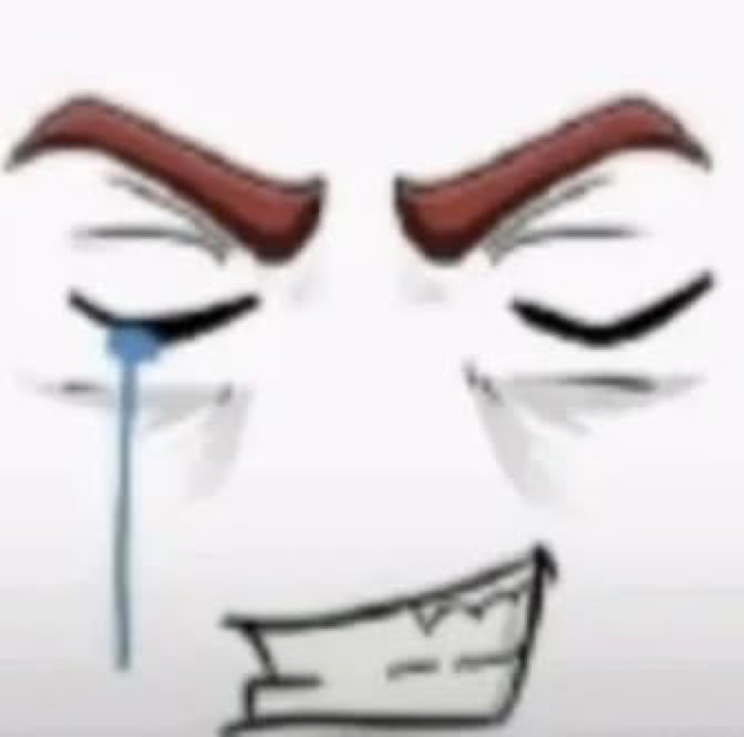 Crying rage-comic face with a forced grin and a single tear