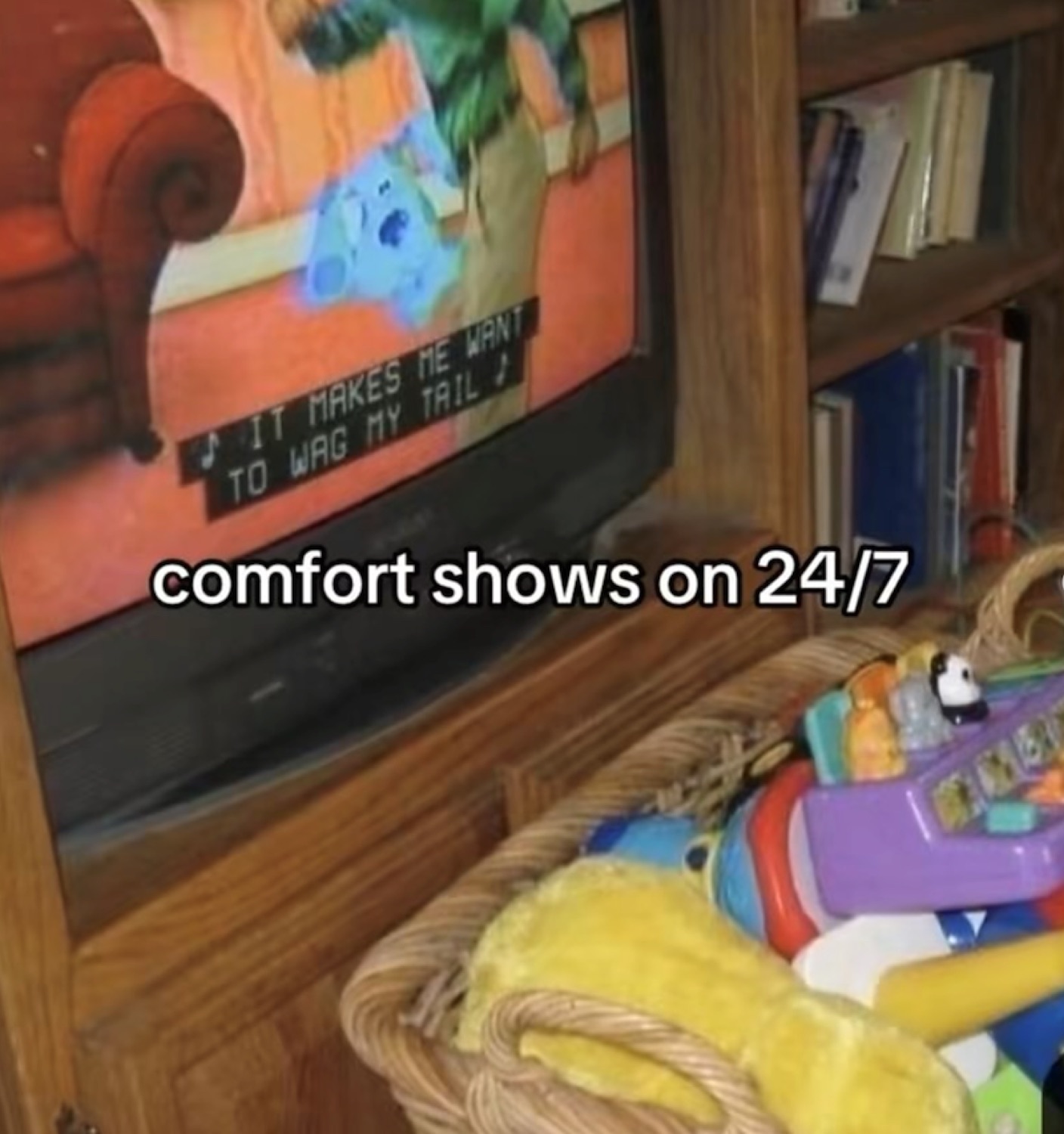 Blue's Clues on an old TV: 'comfort shows on 24/7'