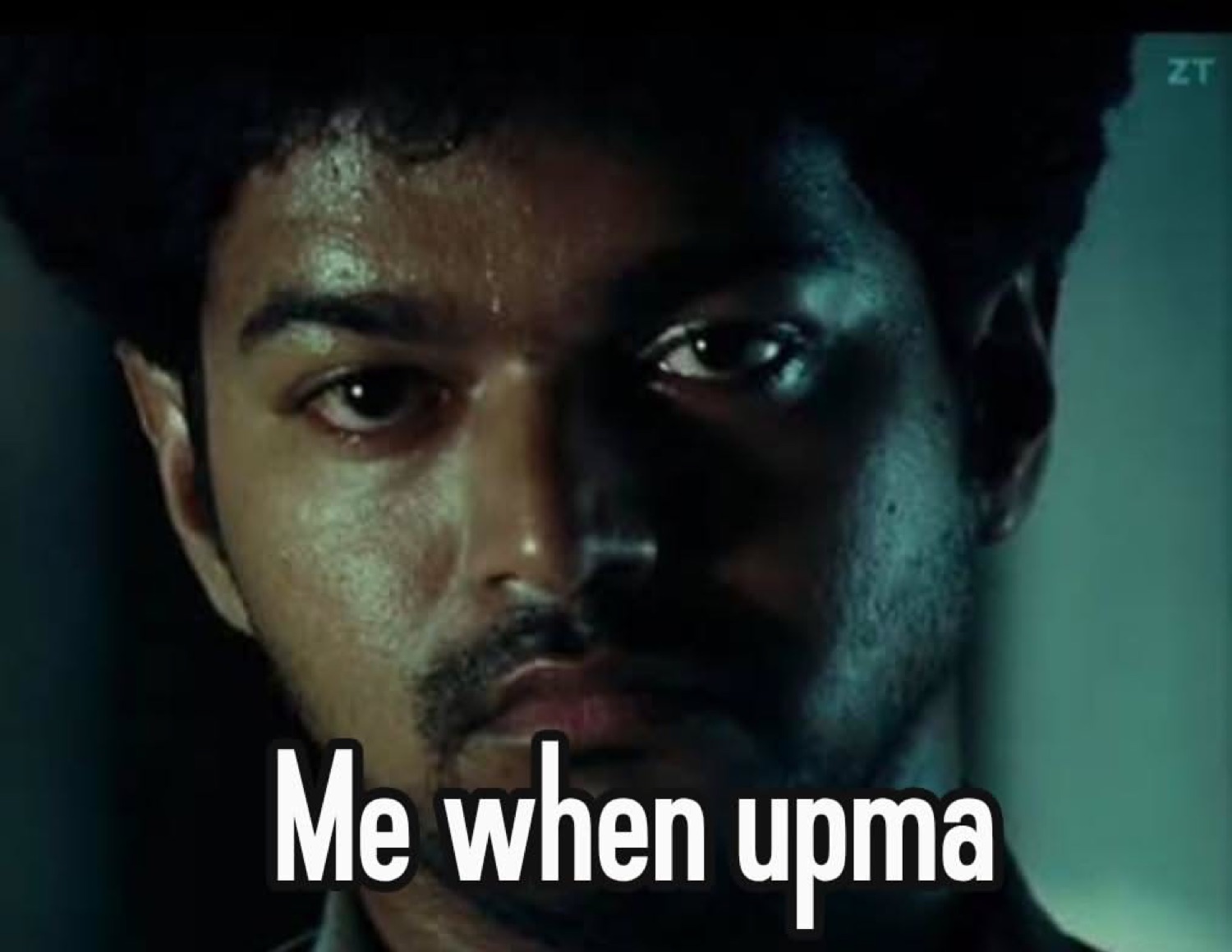Vijay glaring in the dark: 'Me when upma'