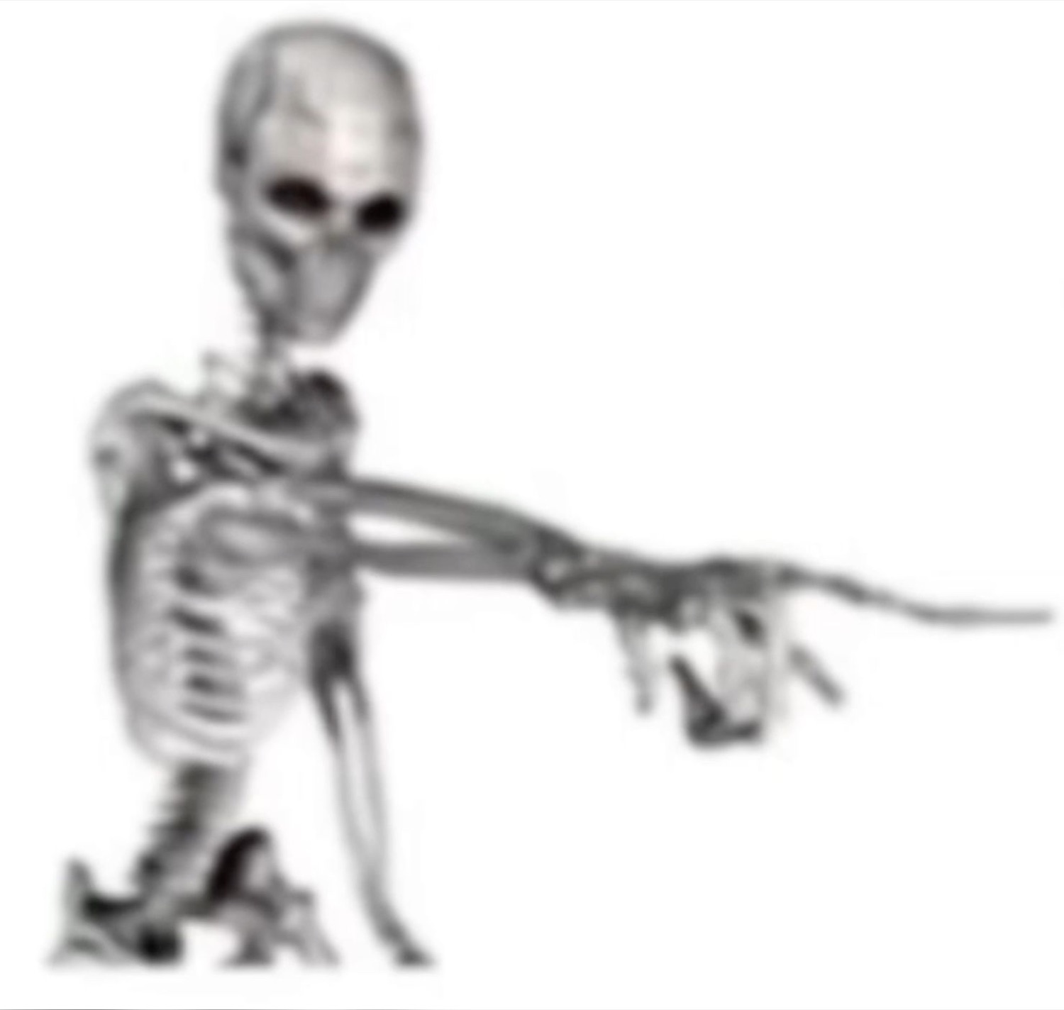 Blurry skeleton leaning forward and pointing