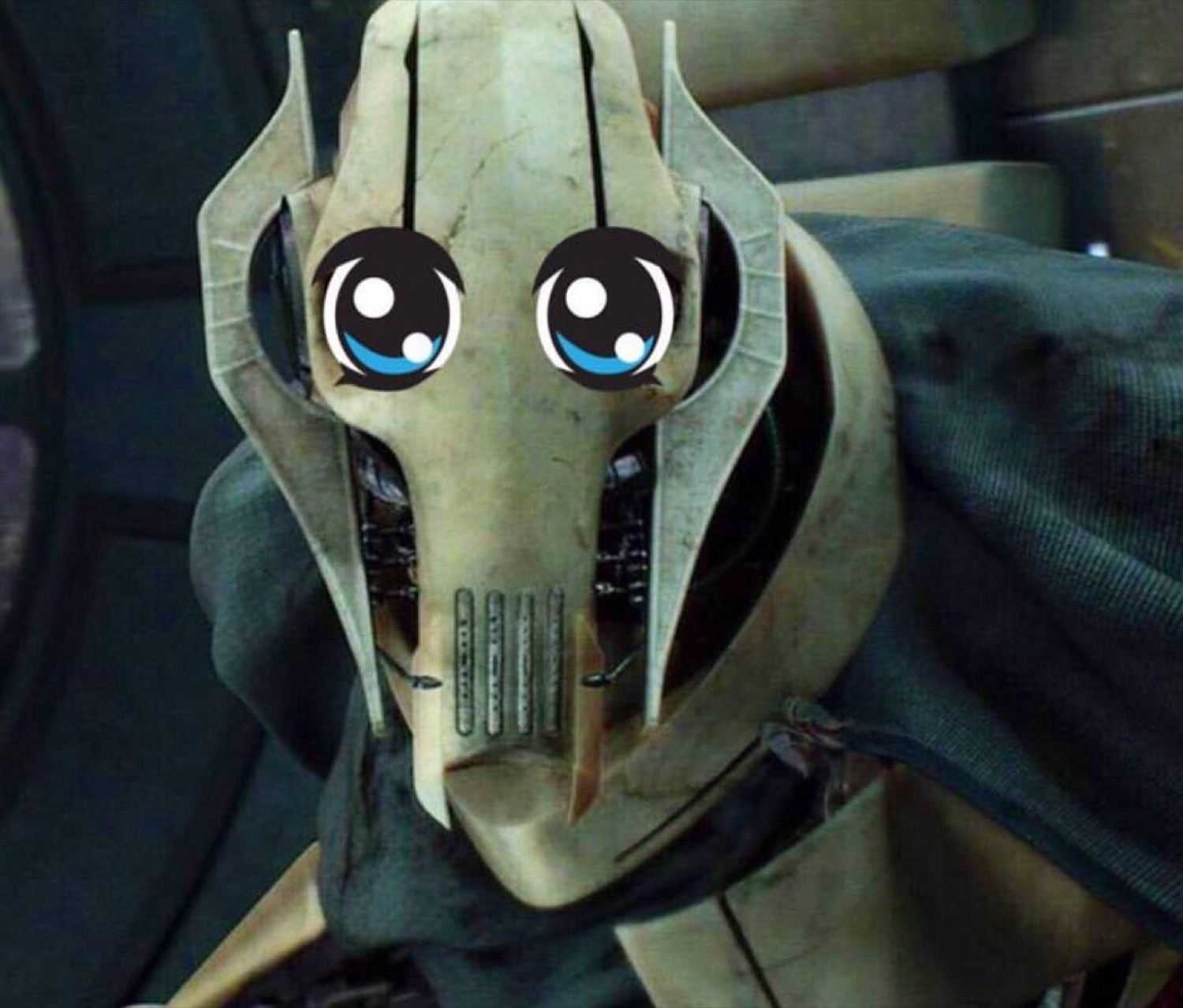 General Grievous edited with big sparkly anime eyes