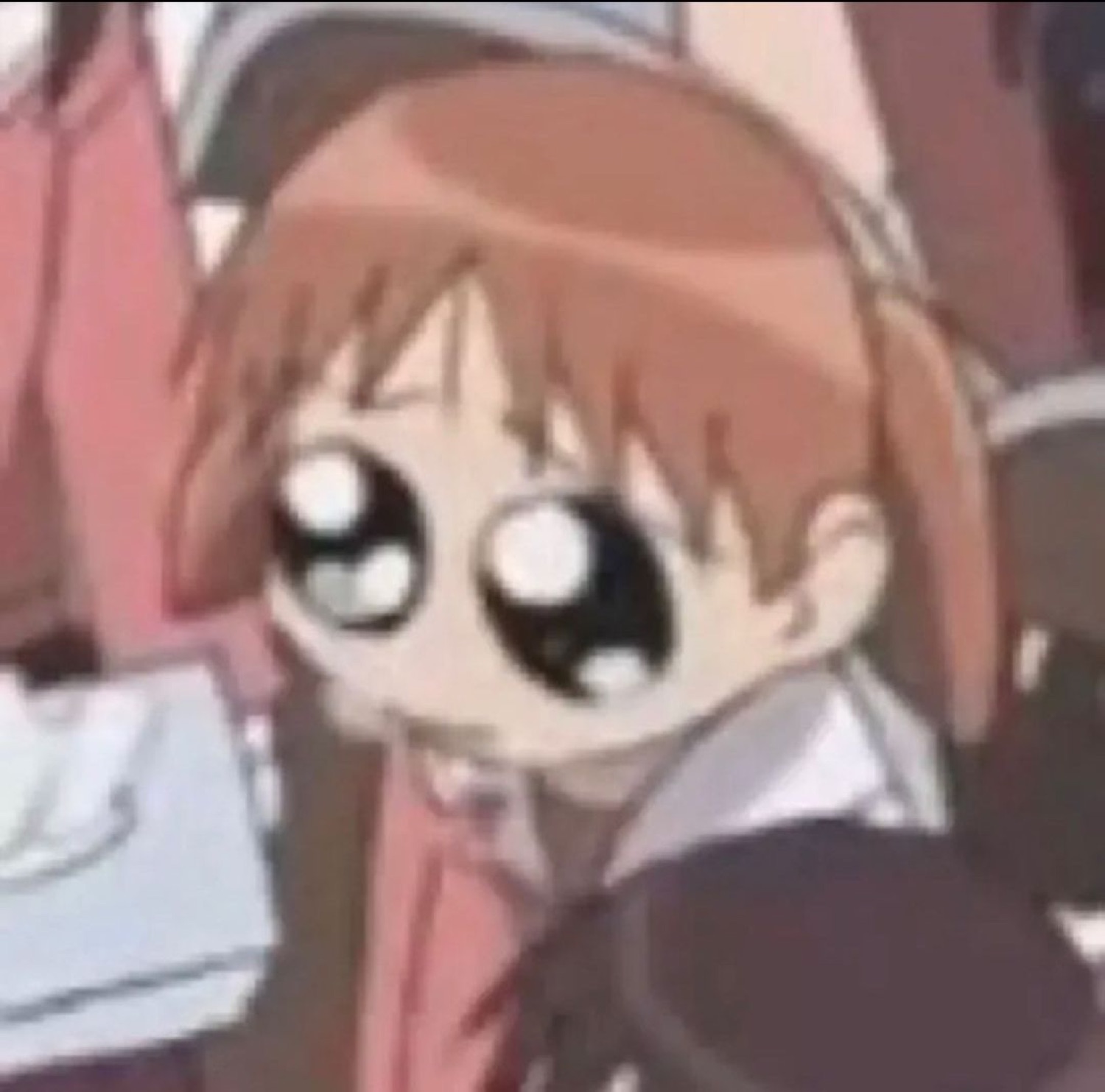 Anime kid with huge sparkling eyes and a giddy, starstruck grin