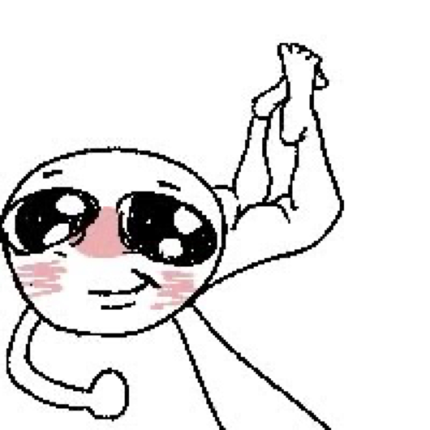 Blushing sketch figure with sparkly eyes swooning with one leg kicked up in giddy delight