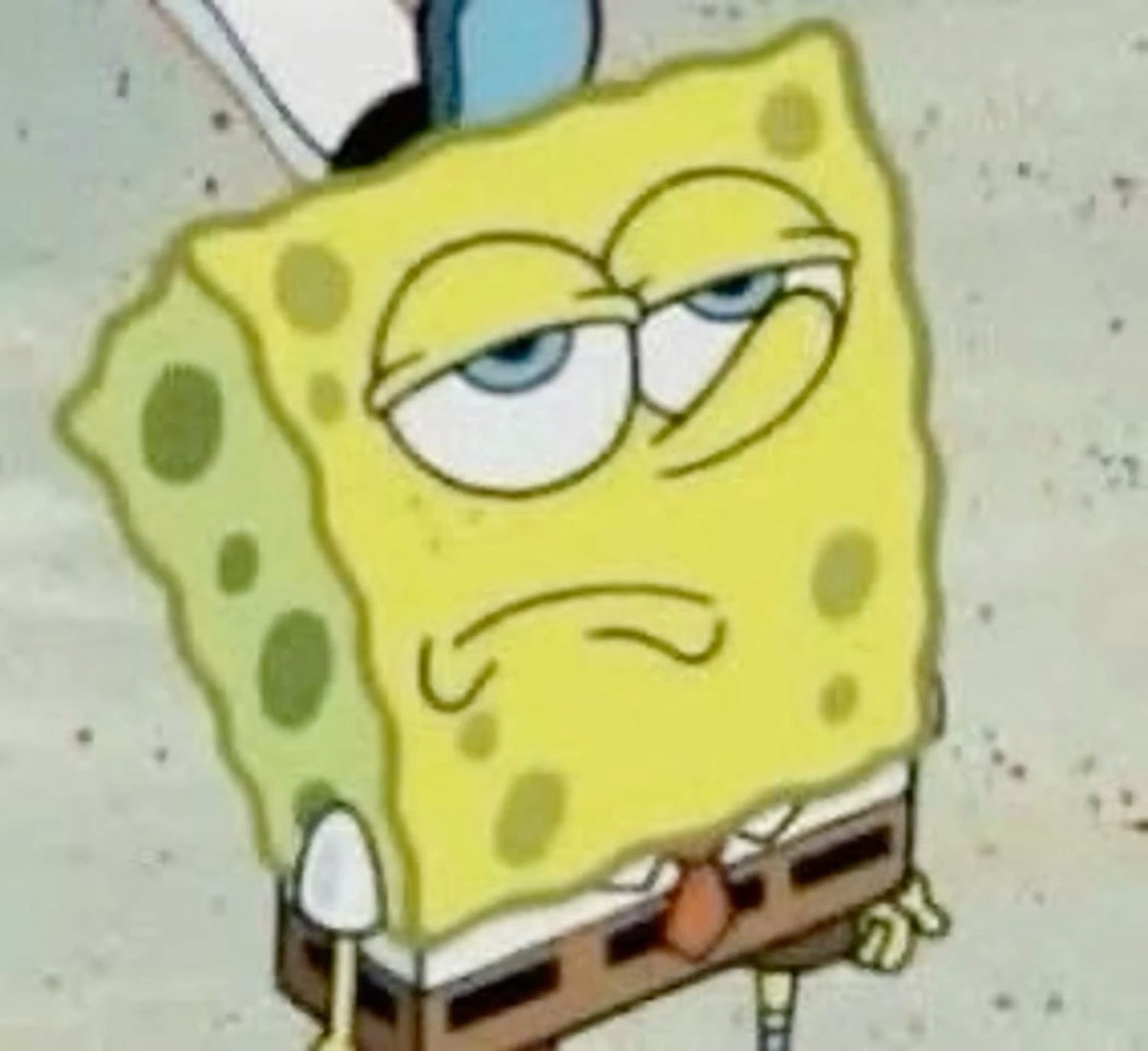 SpongeBob giving the ultimate side-eye with heavy-lidded disdain