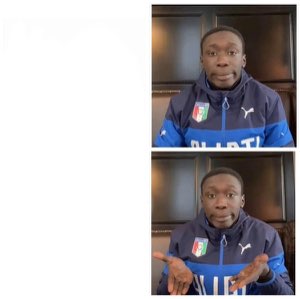Guy in Italy soccer jacket going from blank stare to confused shrug in two panels