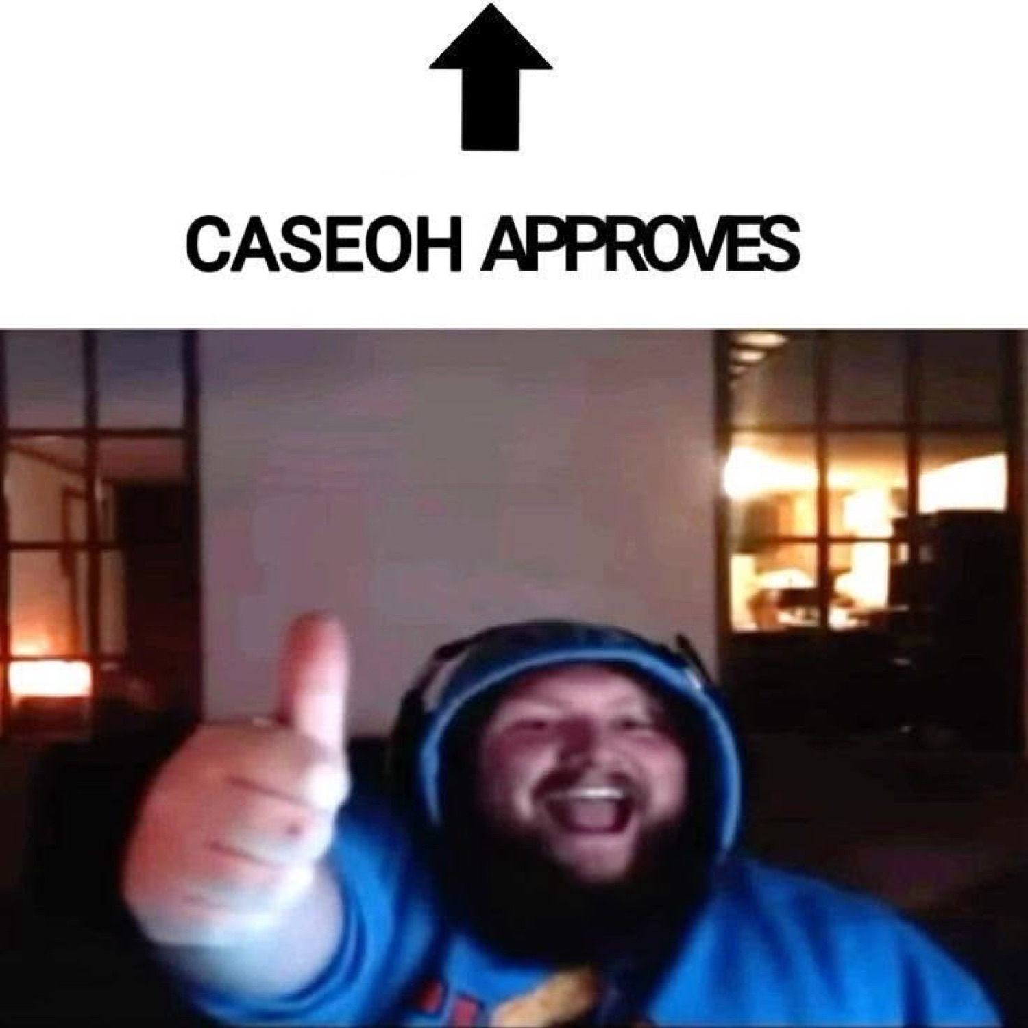CaseOh giving a thumbs up: 'CASEOH APPROVES'