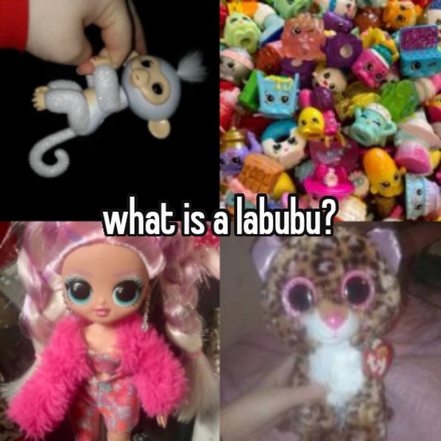 Collage of 2010s toys: 'what is a labubu?'