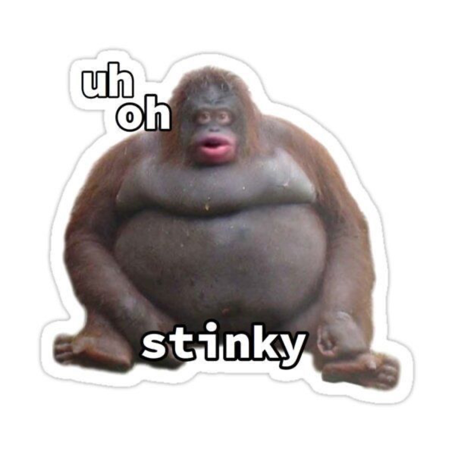 Le Monke sticker: 'uh oh / stinky'