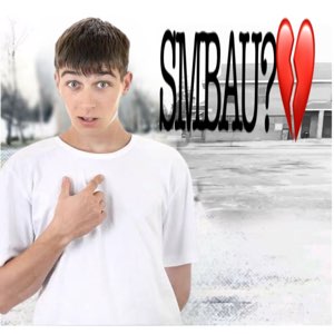 Wide-eyed teen pointing at himself, mouth open next to a broken-heart 'SMBAU?' caption