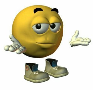 3D smiley emoji shrugging in sneakers