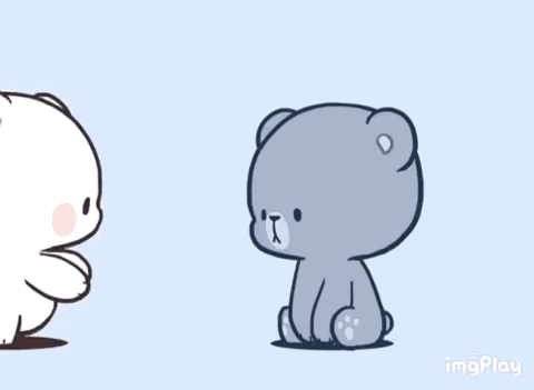 Two cute cartoon bears hugging each other tight