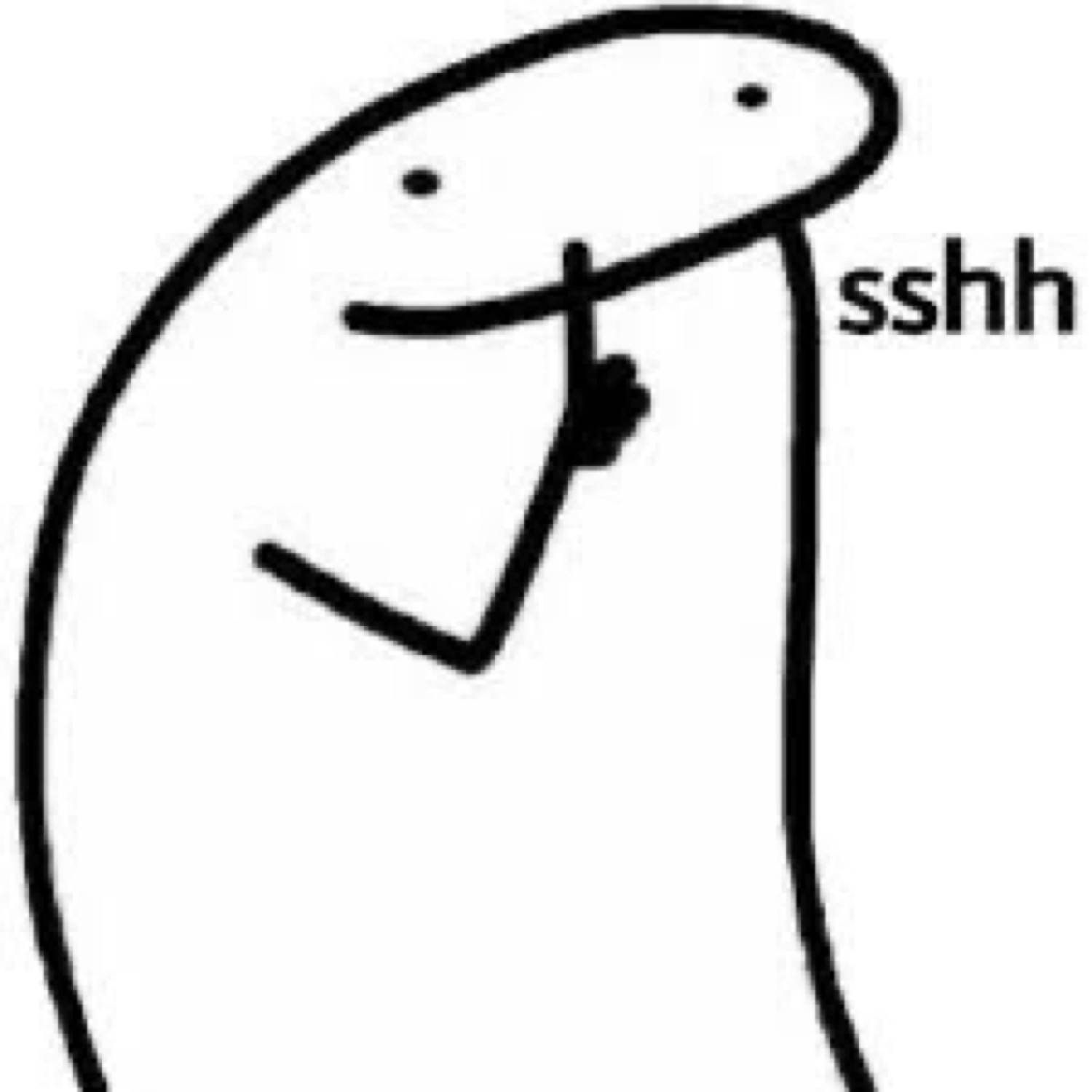 Flork doodle with a finger at its chin: 'sshh'