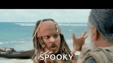 Johnny Depp as Jack Sparrow wiggling his fingers, "Spooky"