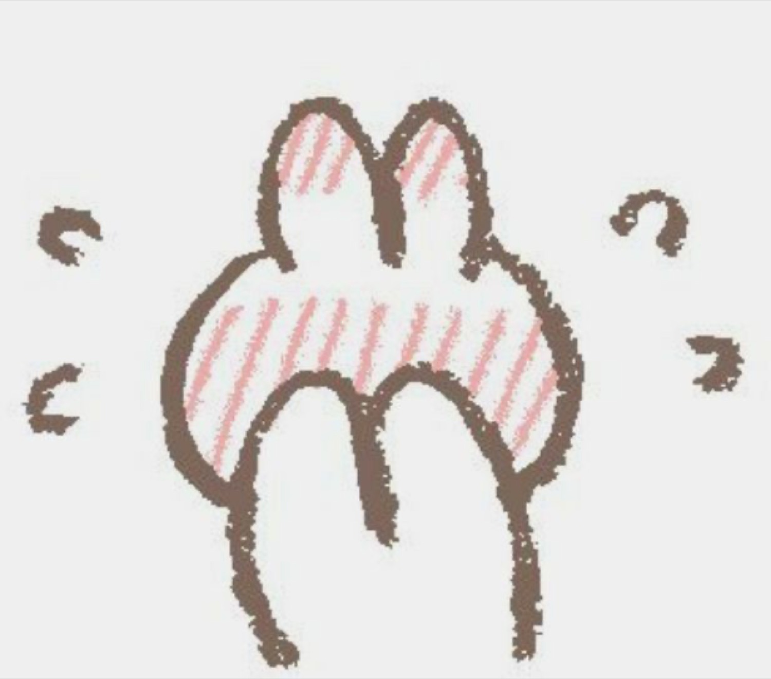 Crude doodle of a bunny's blushing backside with little fluster marks