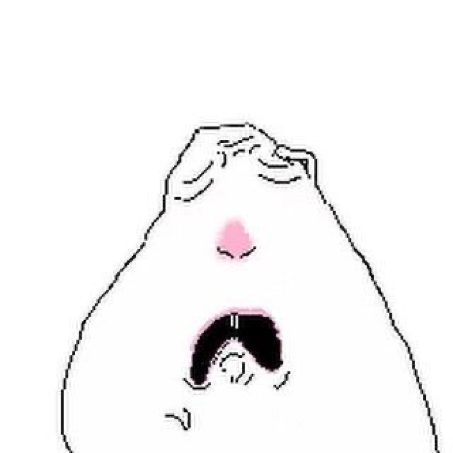 MS Paint blob covering its eyes with both paws, mouth open in a wail