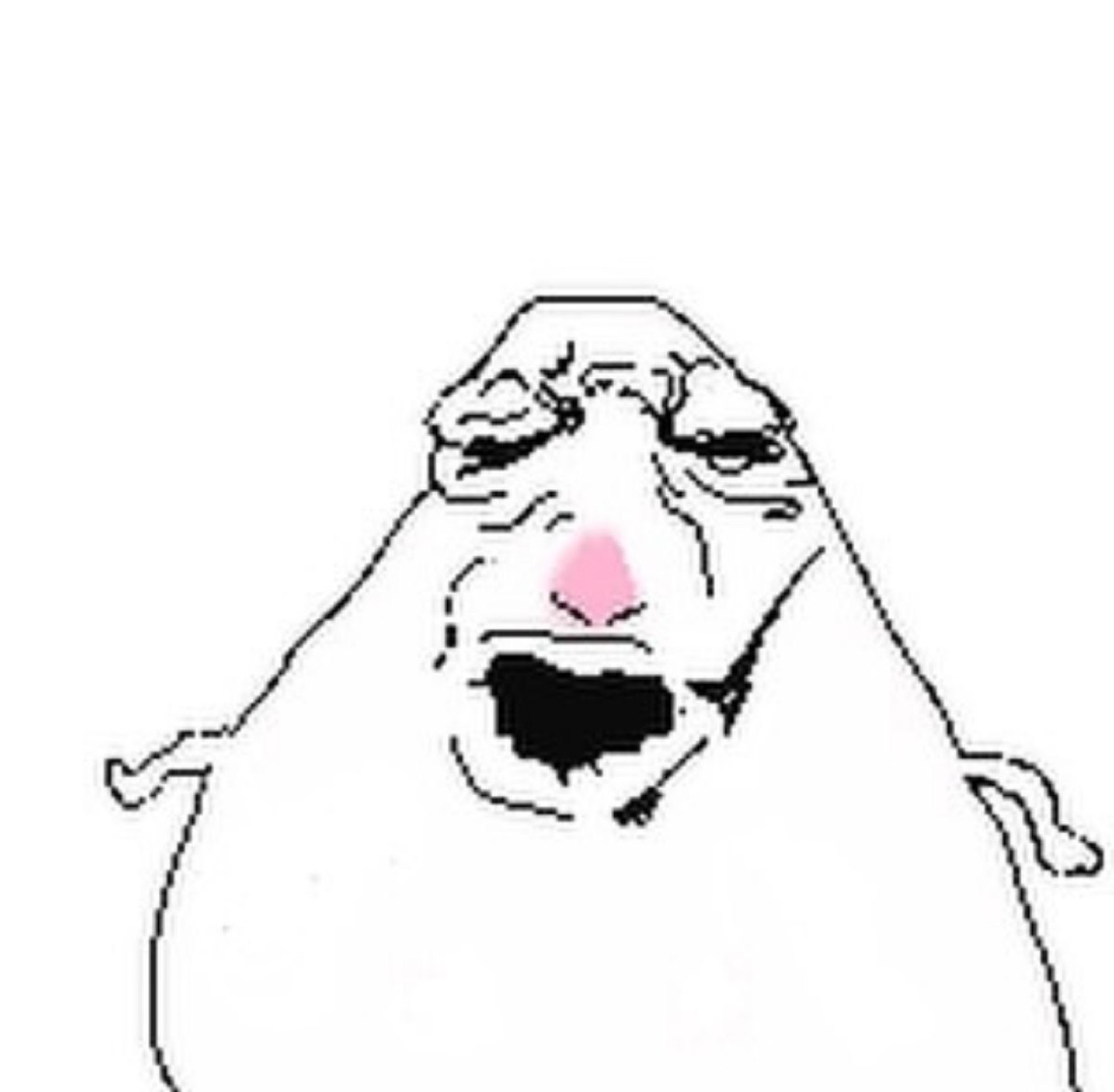 Crude wojak drawing with a scrunched, grimacing frown of disgust