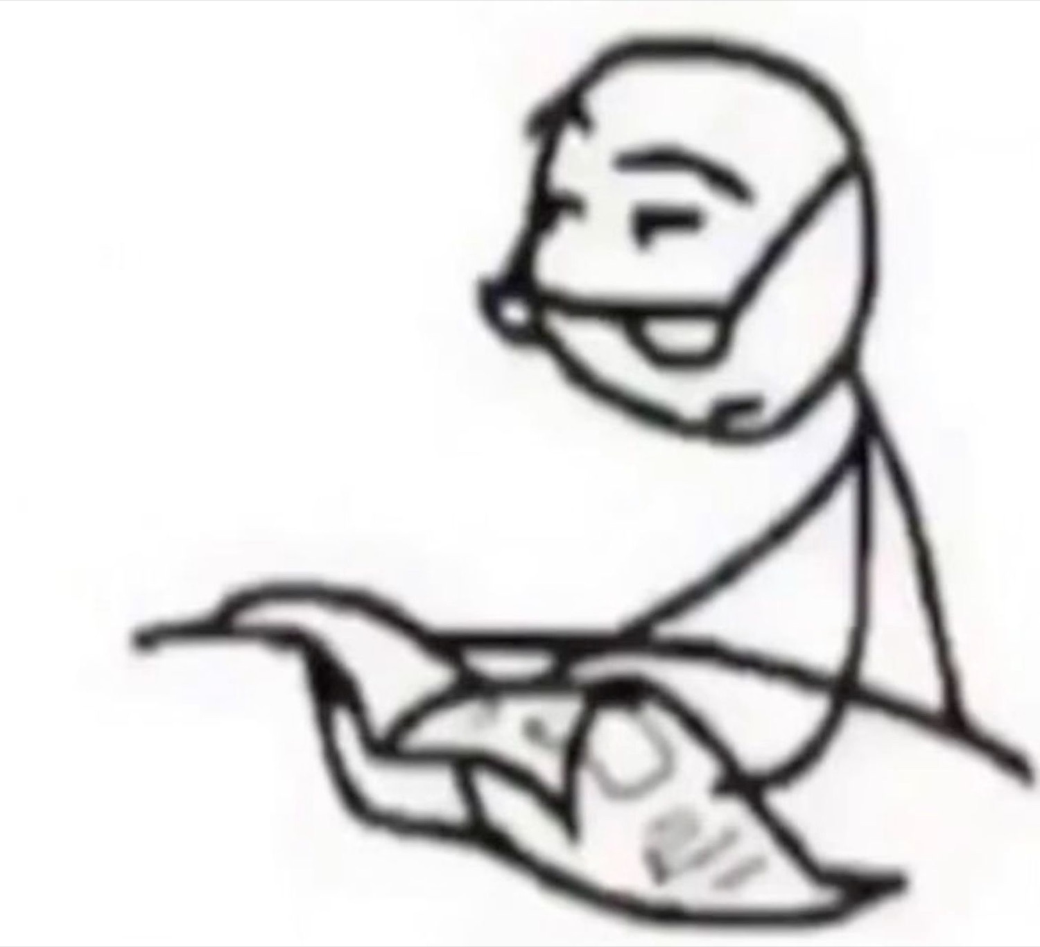 Stick-figure doodle leaning in, pointing and cackling at you