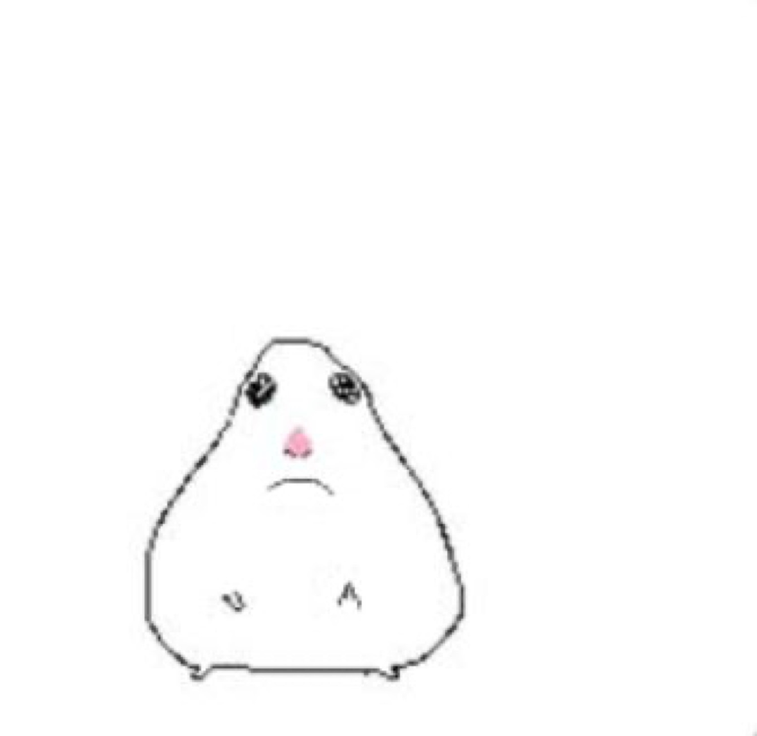 Tiny hand-drawn blob creature with a sad, downturned frown