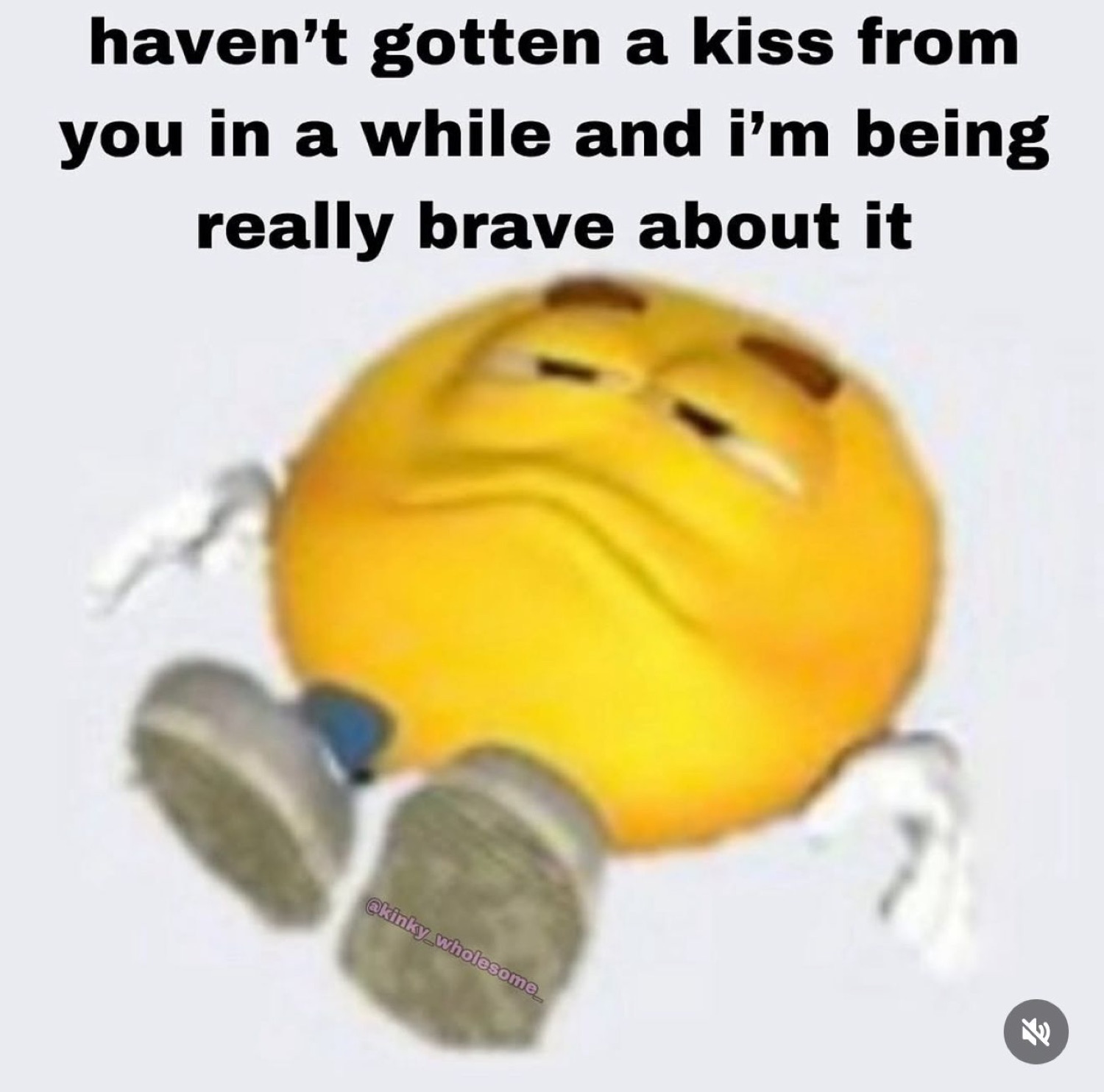 Sad yellow emoji slumped in sneakers, 'being really brave about it'