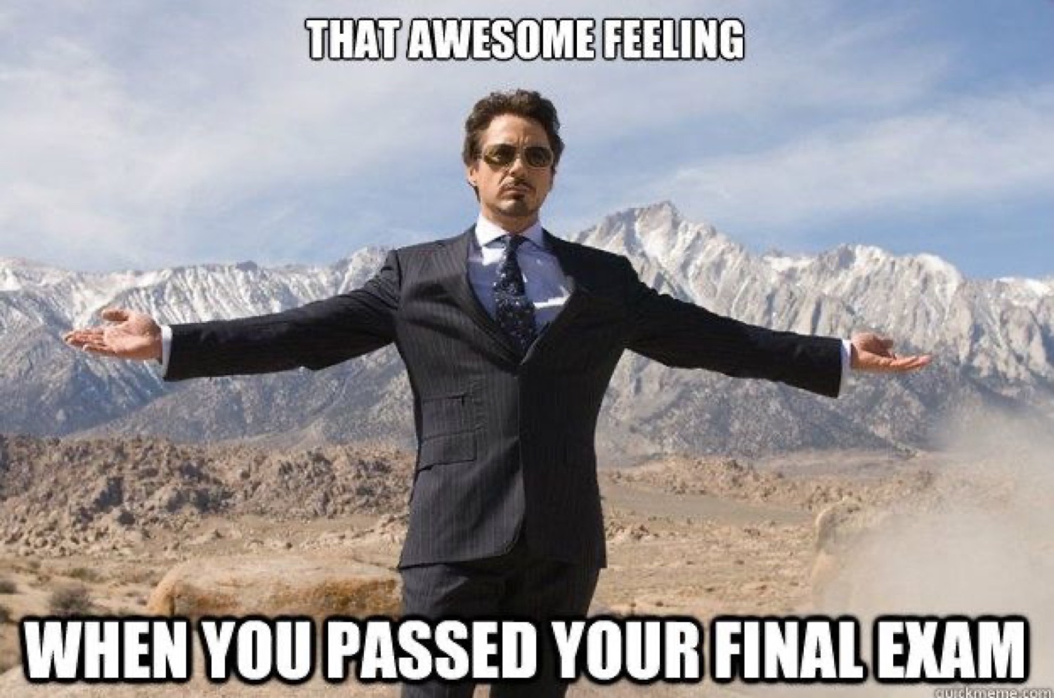 Robert Downey Jr. with arms wide: 'THAT AWESOME FEELING WHEN YOU PASSED YOUR FINAL EXAM'