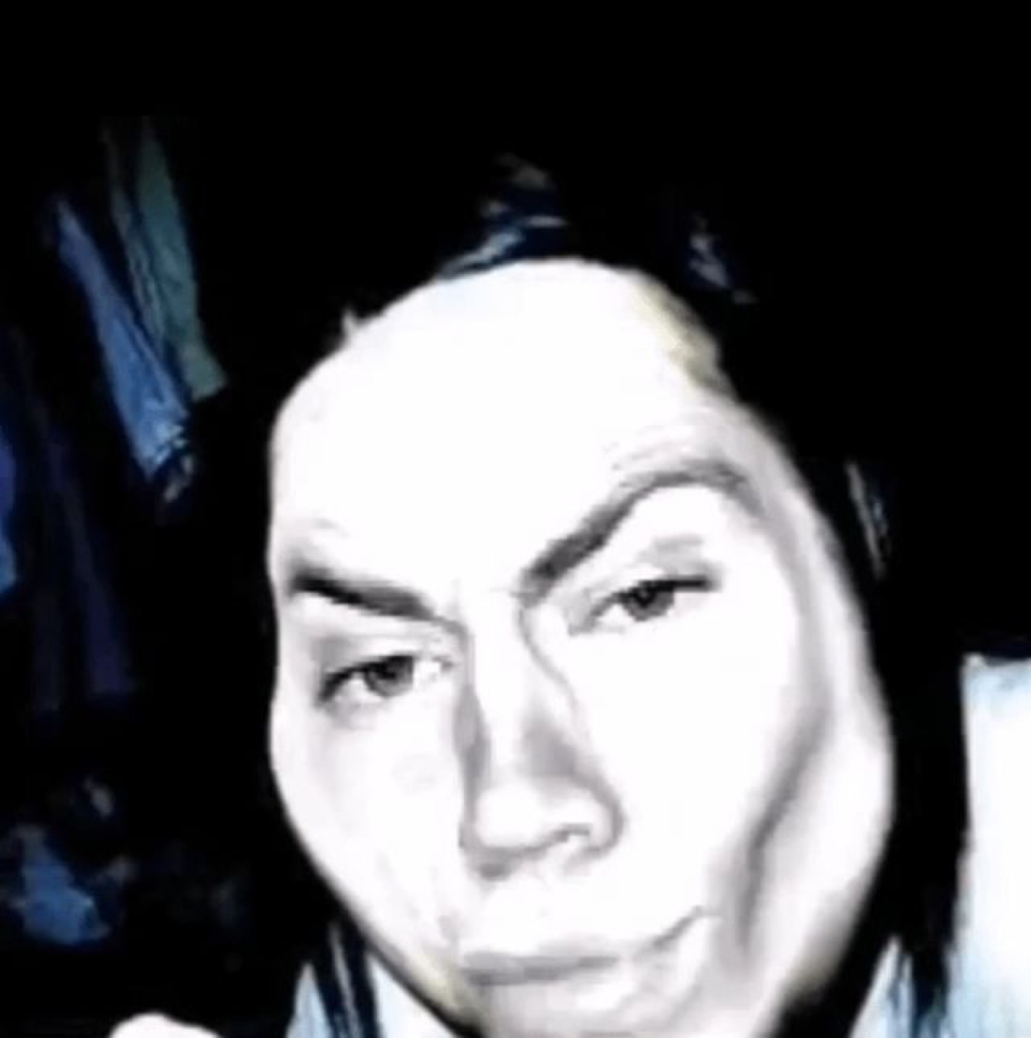 High-contrast face with a chiseled chad jawline and smug stare