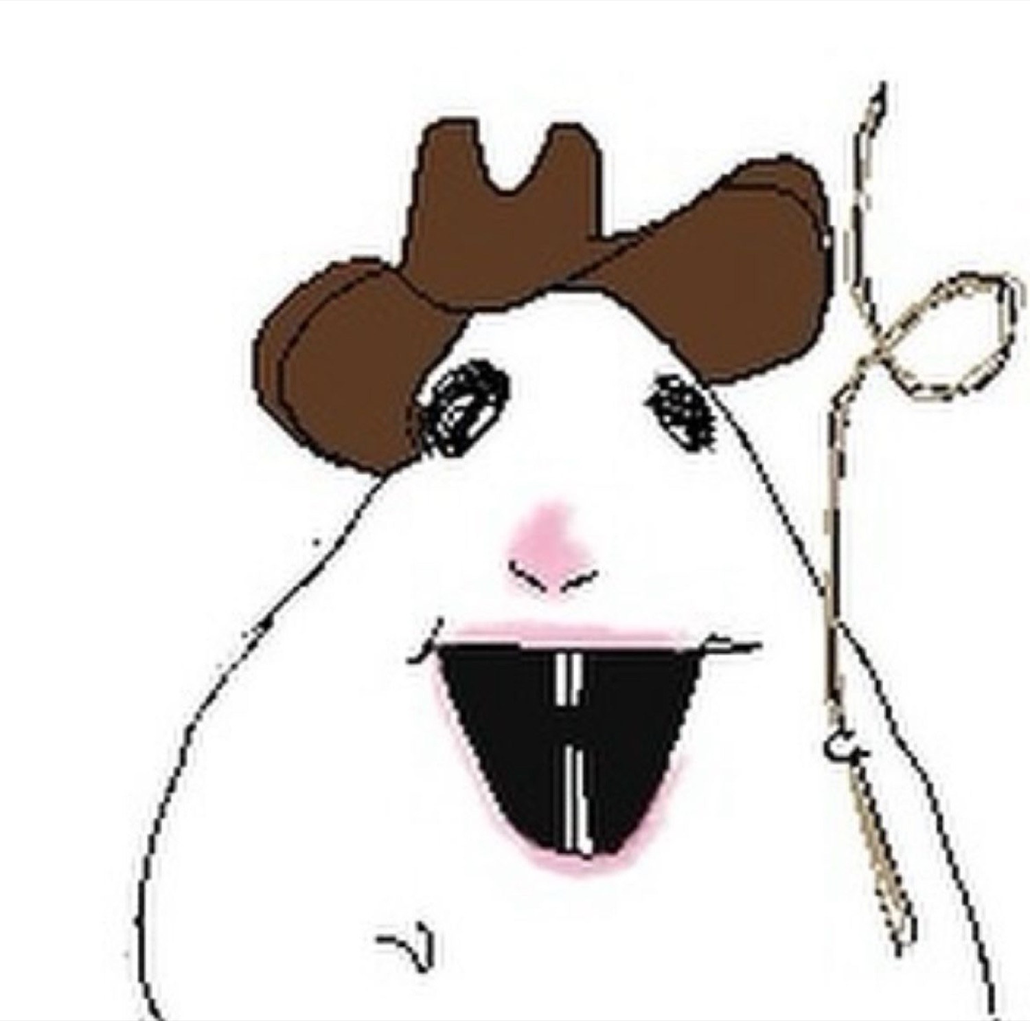 Cartoon blob drawn as Princess Leia with buns and a staff, mouth wide open in shock