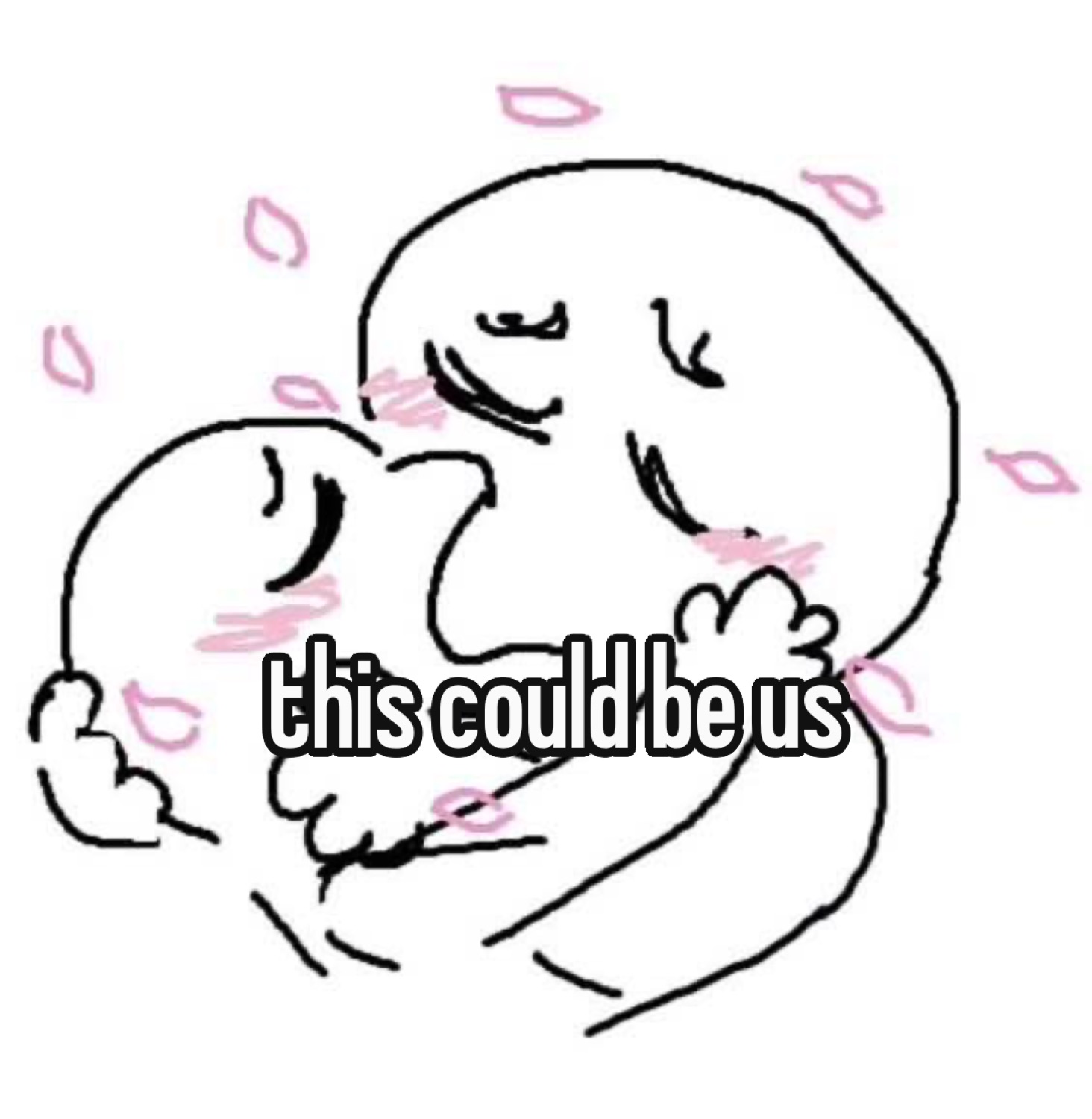 Doodle couple squeezed in a blushing hug: 'this could be us'