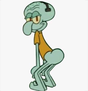 Squidward twerking with a smug face