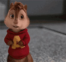 Alvin the chipmunk giving a sheepish grin