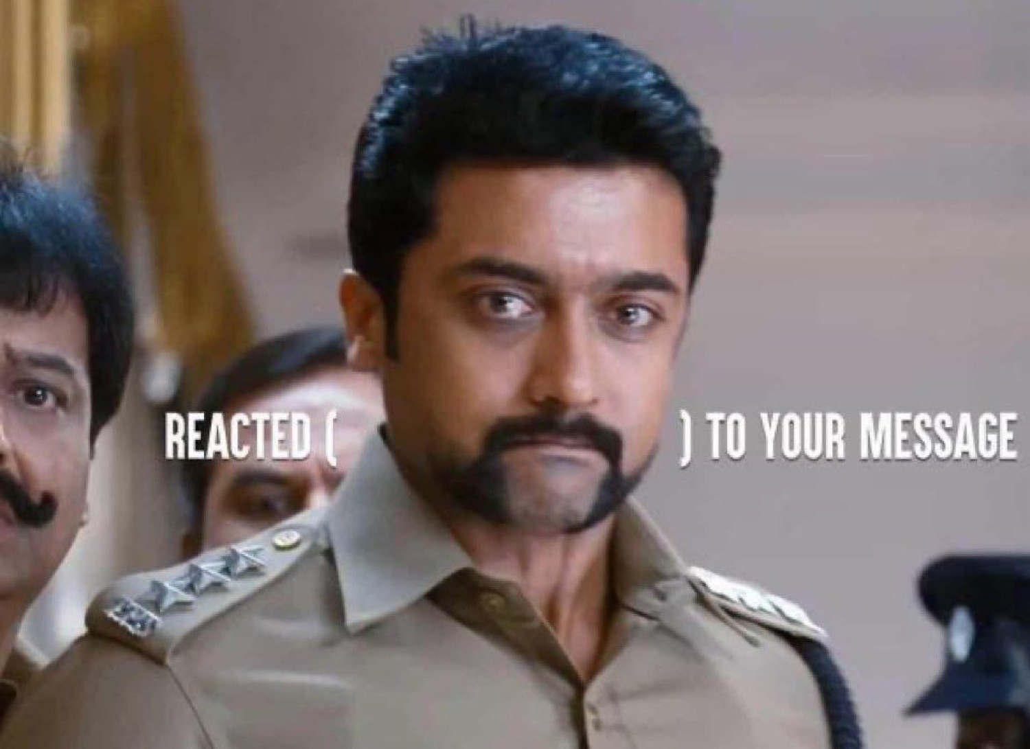 Suriya in police uniform: 'REACTED ( ) TO YOUR MESSAGE'